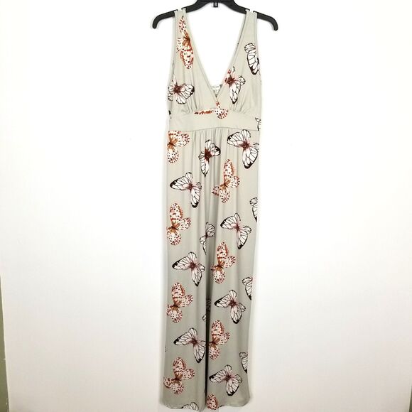Earthbound Trading Company Women Butterfly Maxi Dress Sz XL  Boho Sleeveless - Picture 1 of 8